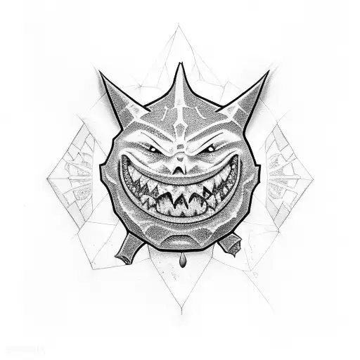 gengar mafia tattoo design idea