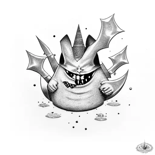 gengar with mafia costume tattoo design idea