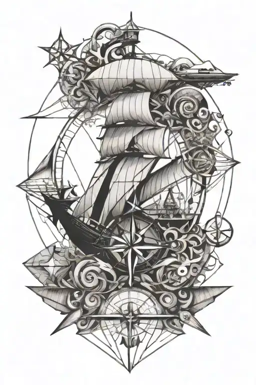 sailor navigating tattoo design idea