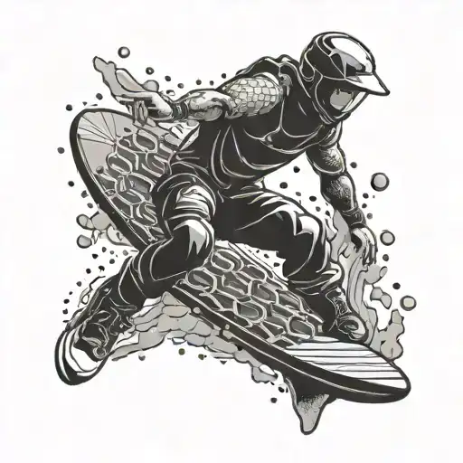 River in space, wakeboarder, endless honeycombs. tattoo design idea