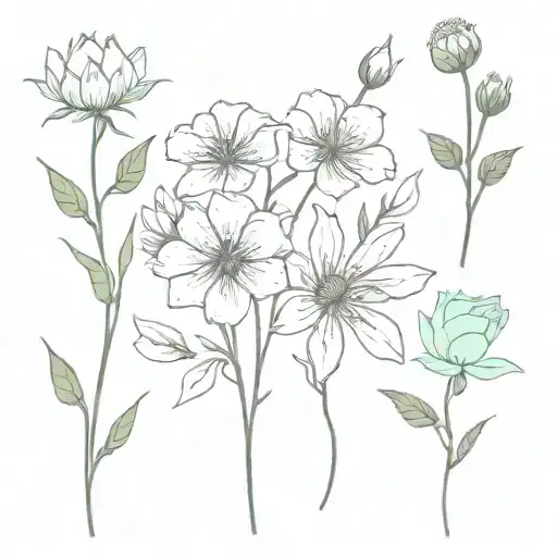 birthflower bouquet with stems December may august march december  tattoo design idea