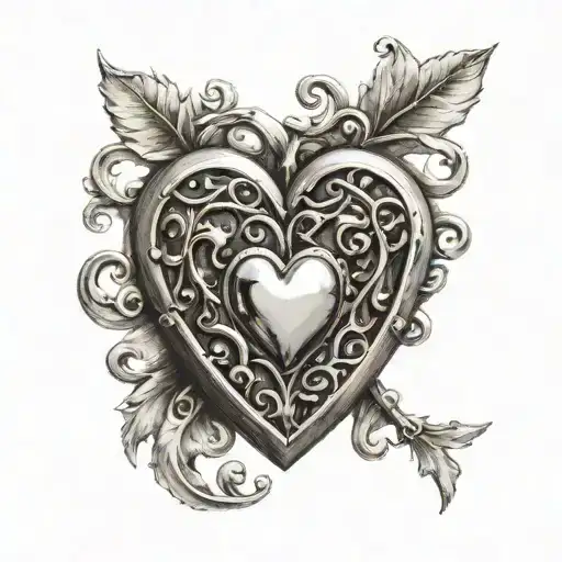 heart shaped locket tattoo design idea