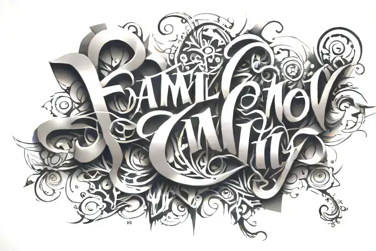 lettering family tattoo design idea