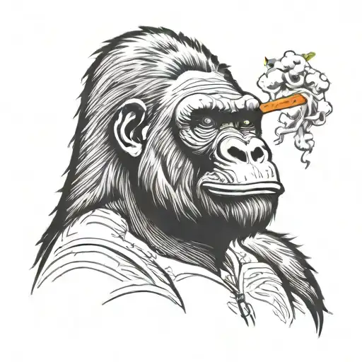 gorilla smoking smiling tattoo design idea