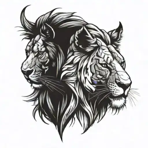 lion and rhino tattoo design idea