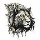 lion and rhino tattoo design idea