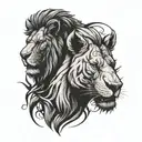 lion and rhino tattoo design idea