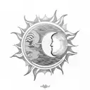 simple sun and moon; Learn from yesterday, Live for today, Hope for tomorrow tattoo design idea