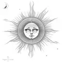 simple sun and moon; Learn from yesterday, Live for today, Hope for tomorrow tattoo design idea