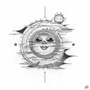 simple sun and moon; Learn from yesterday, Live for today, Hope for tomorrow tattoo design idea