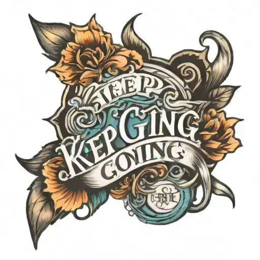 keep going inspirational words tattoo design idea