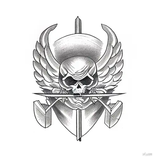 angel with arrow rouses and face skeletor tattoo design idea