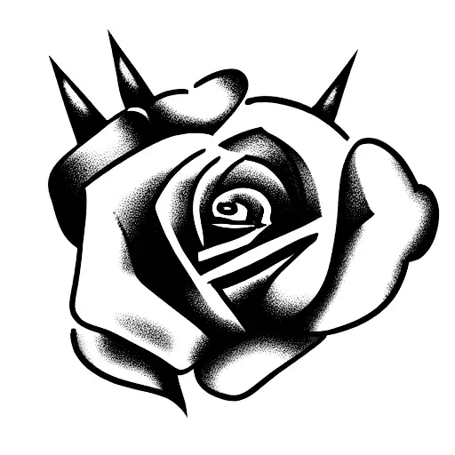 encapsulated rose, with spikes tattoo design idea
