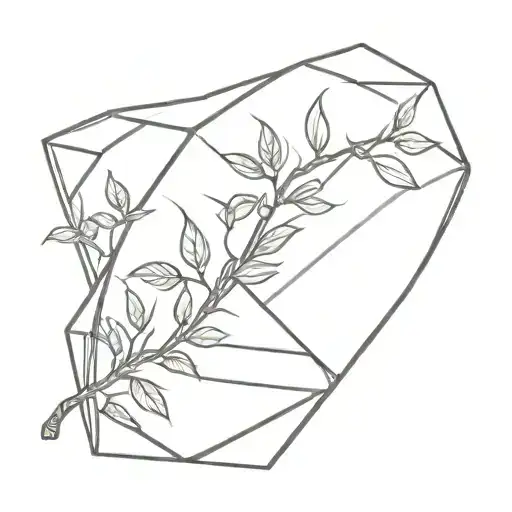 A sleek minimalist tattoo of a diamond intertwined with the Lebanese cedar tree tattoo design idea
