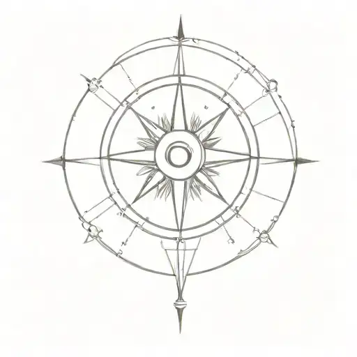 Compass, Heart,  Sun tattoo design idea
