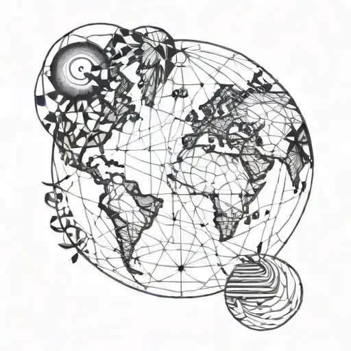 Travel, Countries, Globe, Lines, Minimalistic tattoo design idea