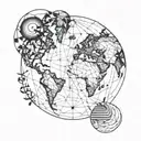 Travel, Countries, Globe, Lines, Minimalistic tattoo design idea