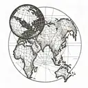 Travel, Countries, Globe, Lines, Minimalistic tattoo design idea