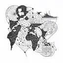 Travel, Countries, Globe, Lines, Minimalistic tattoo design idea