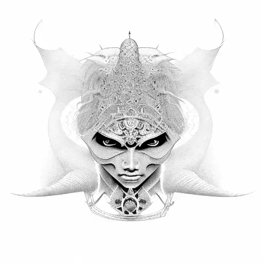 ankh with devil wigs tattoo design idea