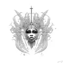 ankh with rotting wigs tattoo design idea