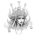 ankh with rotting wigs tattoo design idea