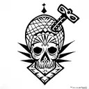 Skull with ankh tattoo design idea