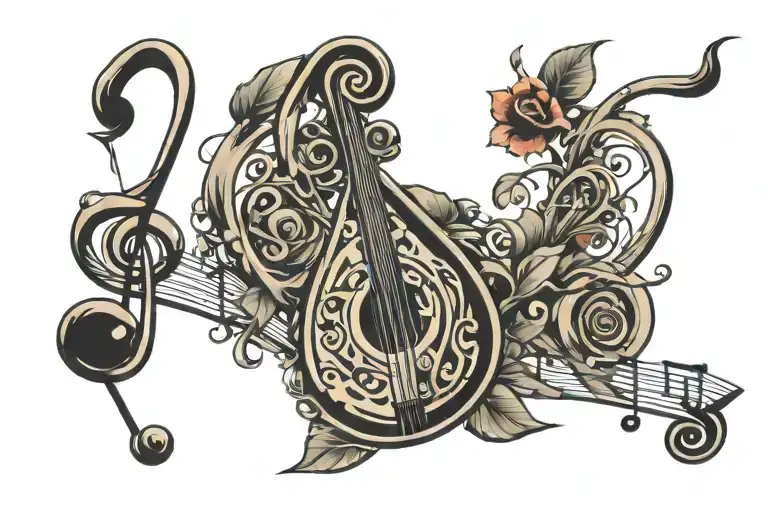 Musical stave tattoo design idea