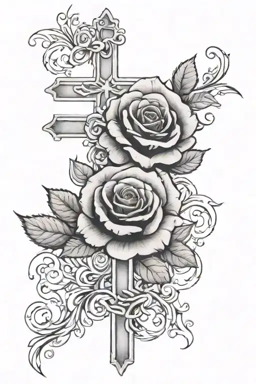  Roses with a Cross , Numbers 1971 tattoo design idea