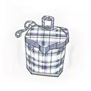 Box containing 'Cameron' surrounded by tartan, with sprigs of Heather and a scottish flag tattoo design idea