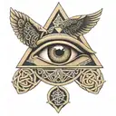 Horus Eye and Triquetra tattoo design idea
