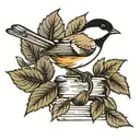 chickadee perched atop a stack tattoo design idea