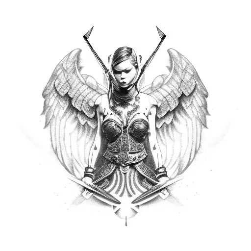 warrior angel  tattoo design idea