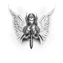 warrior angel  tattoo design idea
