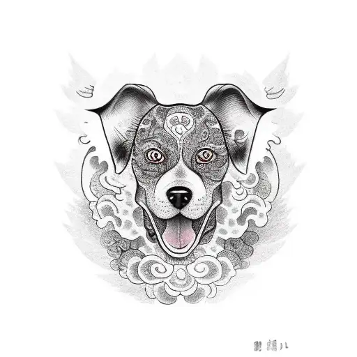 A man liking China and dog tattoo design idea