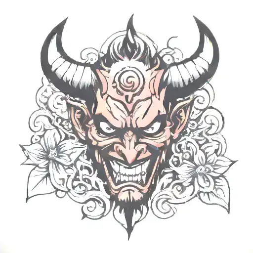 new school devil face tattoo design idea