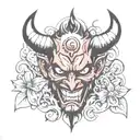 new school devil face tattoo design idea