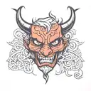 new school devil face tattoo design idea