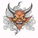 new school devil face tattoo design idea
