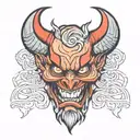 new school devil face tattoo design idea