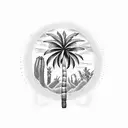 Palm Tree, Fern, Gun  tattoo design idea
