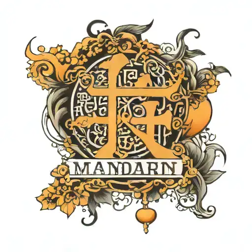 mandarin name written tattoo design idea