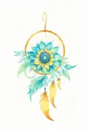 dream catcher with sunflowers growing tattoo design idea