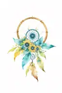 dream catcher with sunflowers growing tattoo design idea