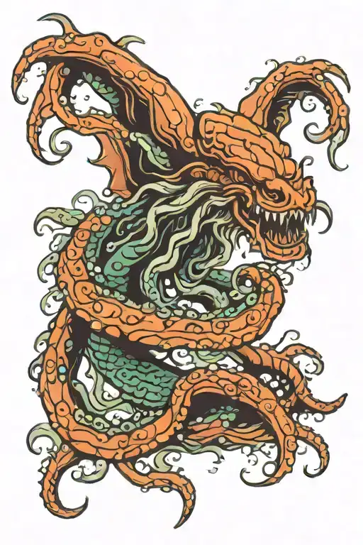 kraken sea monster tattoo design idea