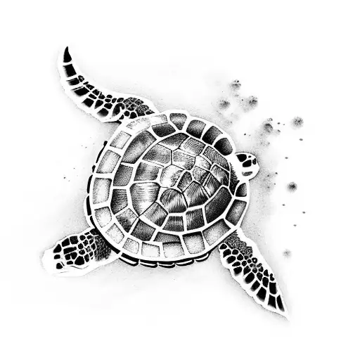 dangerous sea turtle as a fantastic draw with spiritual weapons tattoo design idea