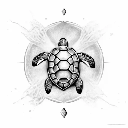 dangerous sea turtle with spiritual weapons tattoo design idea