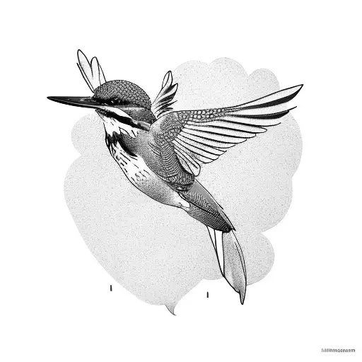A majestic kingfisher in flight tattoo design idea