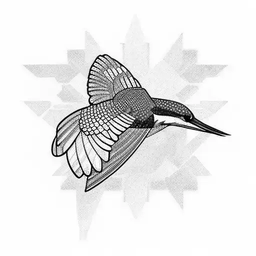 A majestic kingfisher in flight tattoo design idea