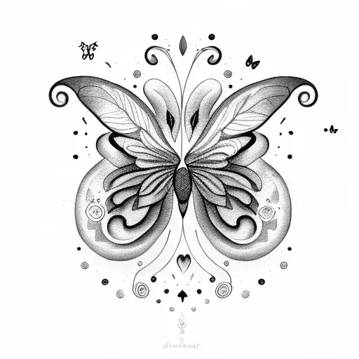 A woman blowing colorful smoke rings shaped like butterflies tattoo design idea